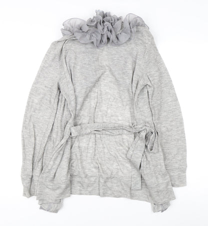 Modo Women's Grey Ruffle Knit Cardigan S
