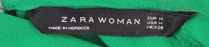 Zara Woman Green Sleeveless Blouse, Bow Tie Neck, M