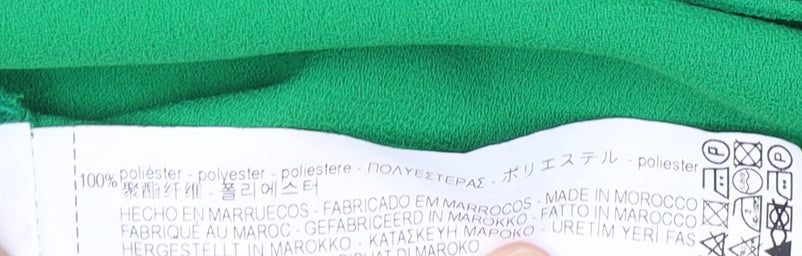 Zara Woman Green Sleeveless Blouse, Bow Tie Neck, M