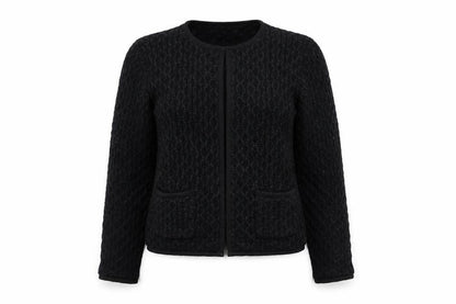 Pablo Women's Black Cardigan M Cable-Knit Round Neck