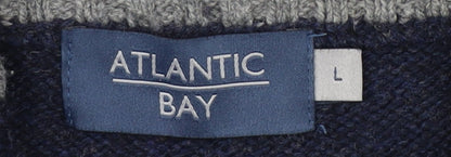 Atlantic Bay Men's Blue Pullover Jumper, Size L