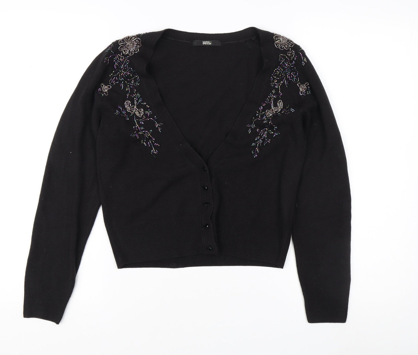 Womens UK Size 8 Marks and Spencer Black Cardigan Jumper
