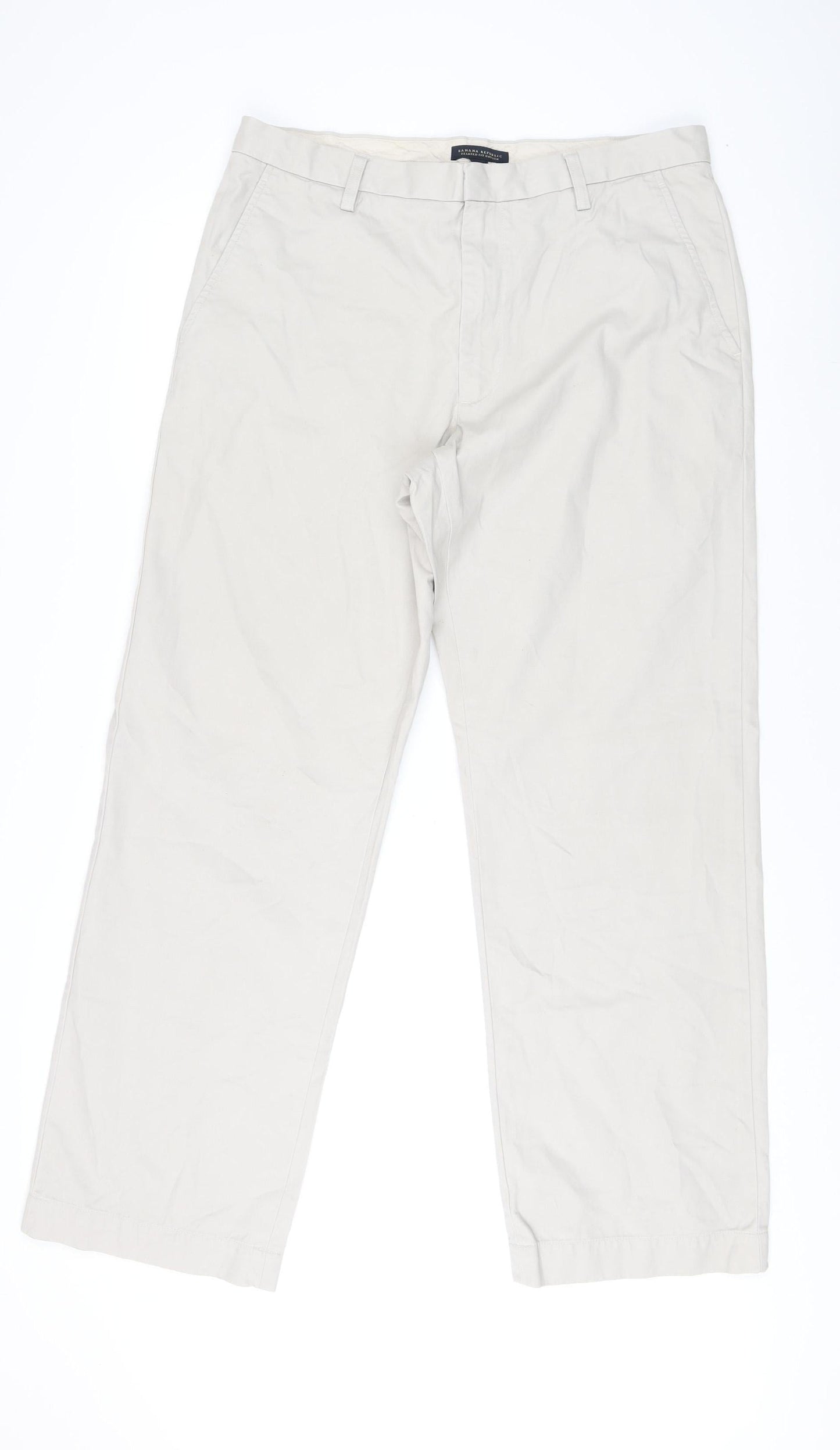 Banana Republic Men's Beige Chino Relaxed Fit Trousers