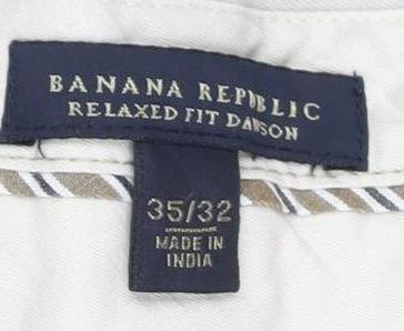 Banana Republic Men's Beige Chino Relaxed Fit Trousers