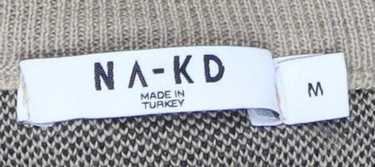 NA-KD Women's Beige & Black Sleeveless Knit Dress M