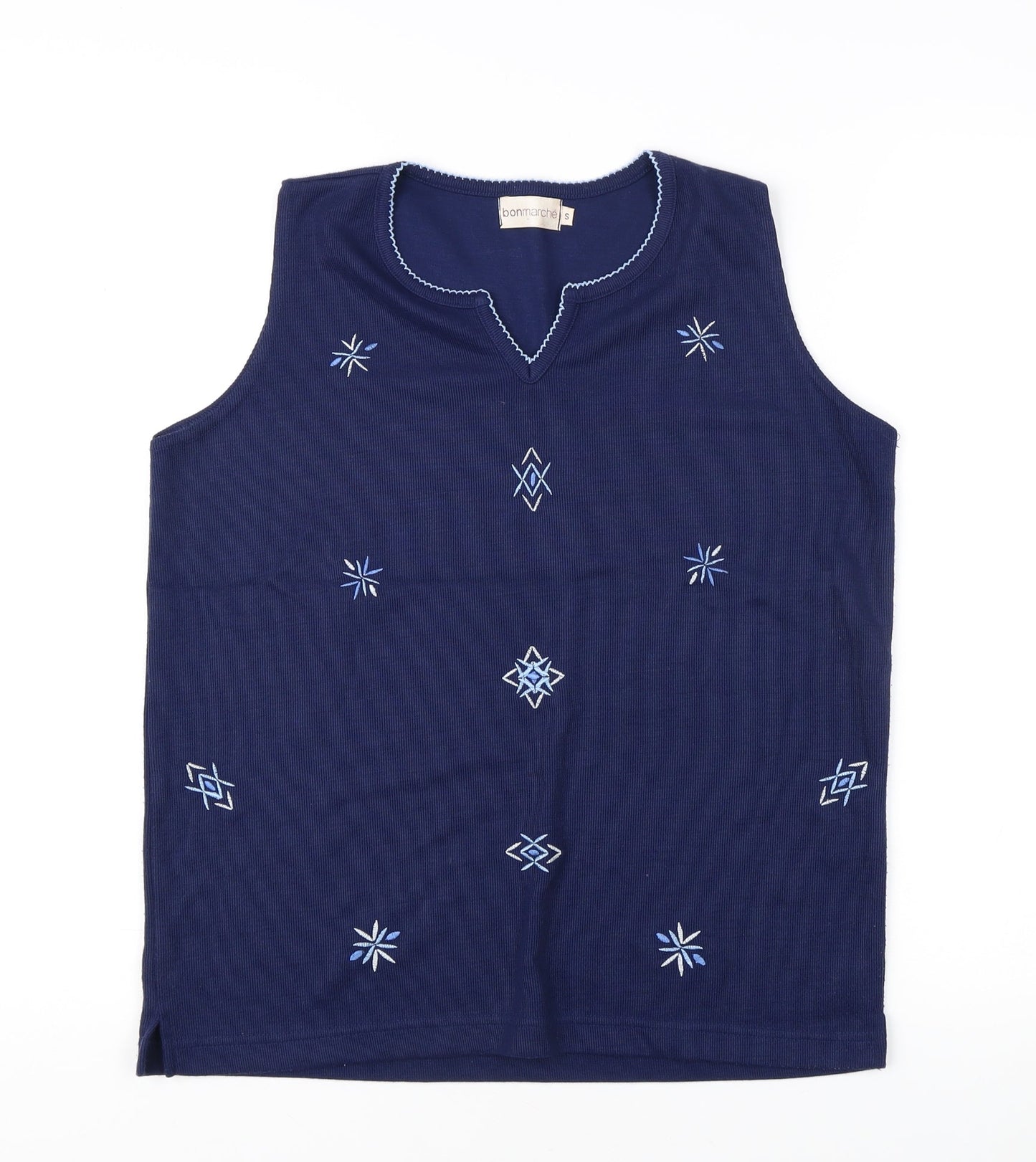 Bonmarche Women's Blue Embroidered Tank Top S