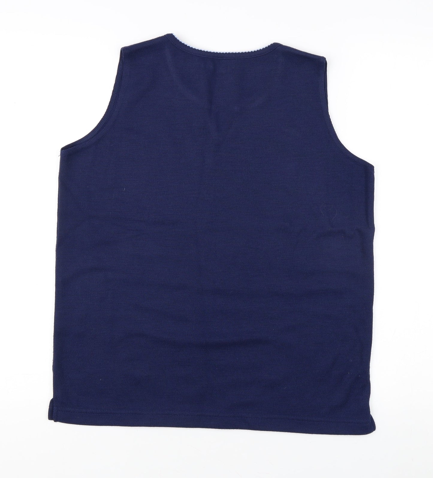 Bonmarche Women's Blue Embroidered Tank Top S