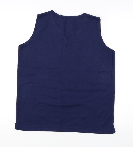 Bonmarche Women's Blue Embroidered Tank Top S