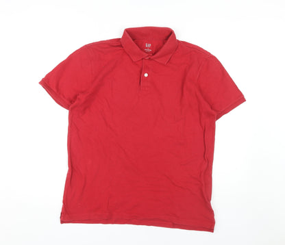GAP Men's Red Polo Shirt Medium Stretch Cotton Solid