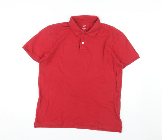 GAP Men's Red Polo Shirt Medium Stretch Cotton Solid
