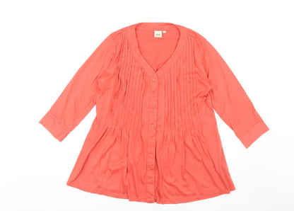 Cotton Traders Women's Orange Blouse, Size 12, V-Neck