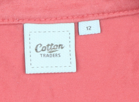 Cotton Traders Women's Orange Blouse, Size 12, V-Neck
