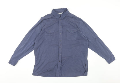 Marks and Spencer Unisex Blue Button-Up Shirt Size 14