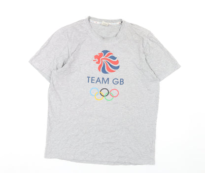 Team GB Men's Grey Medium T-Shirt, Sports Logo Design