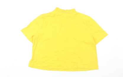 Reebok Women's Yellow T-Shirt, M, Mock Neck, Relaxed Fit