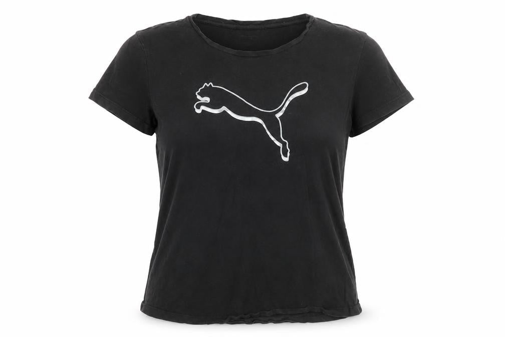 Front view of Puma unisex kids black basic t-shirt - l