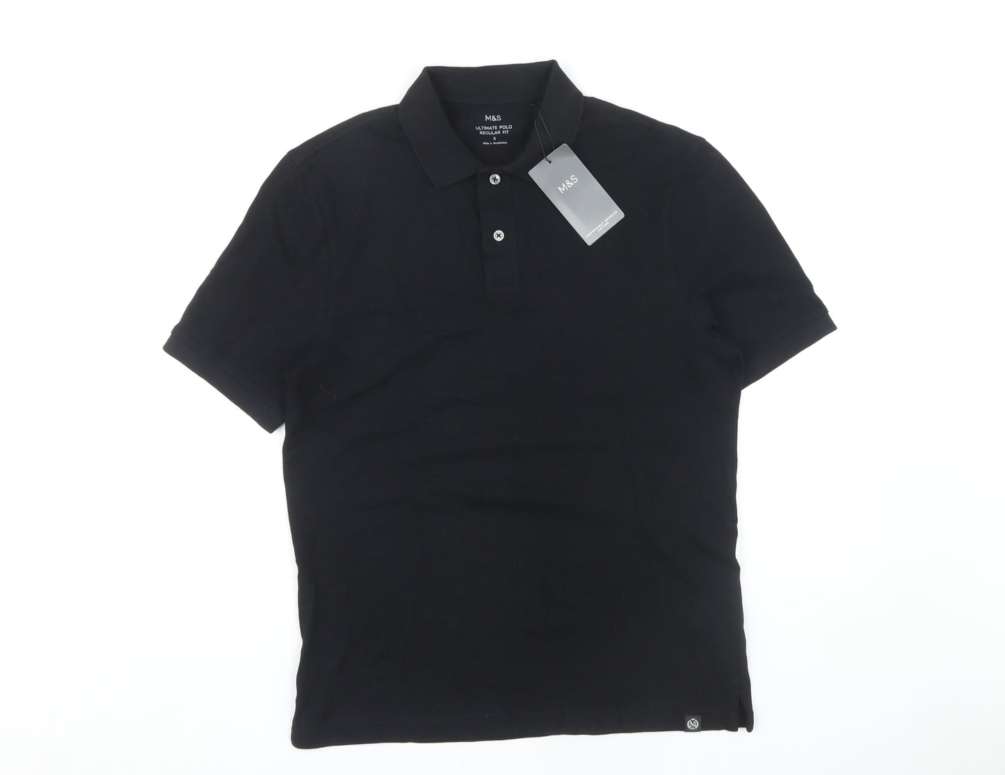 Marks and Spencer Men's Black Polo Shirt S