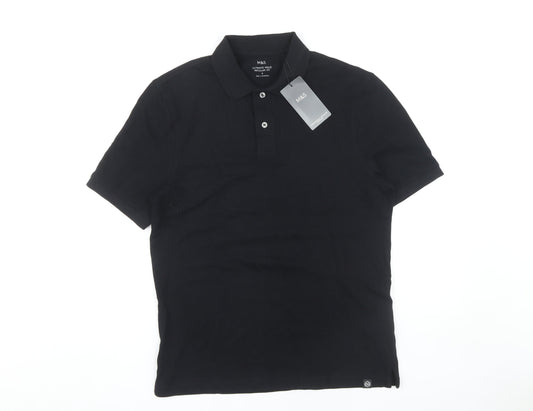 Marks and Spencer Men's Black Polo Shirt S