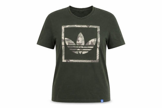 Front view of Adidas unisex green camouflage t-shirt s casual