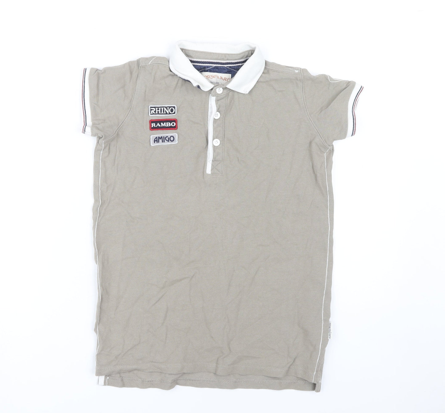 Horseware Ireland Girls Beige Polo Shirt 11-12 Years Logo