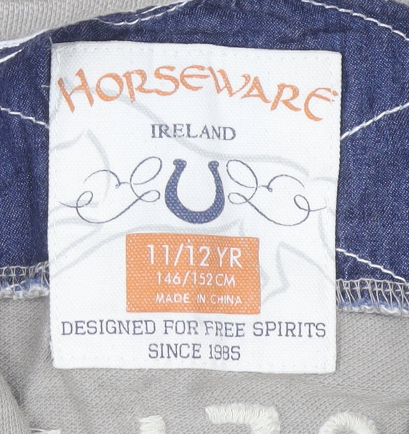 Horseware Ireland Girls Beige Polo Shirt 11-12 Years Logo