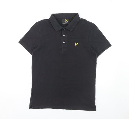 Lyle & Scott Men's Black Polo Shirt, Size S, Logo Accent