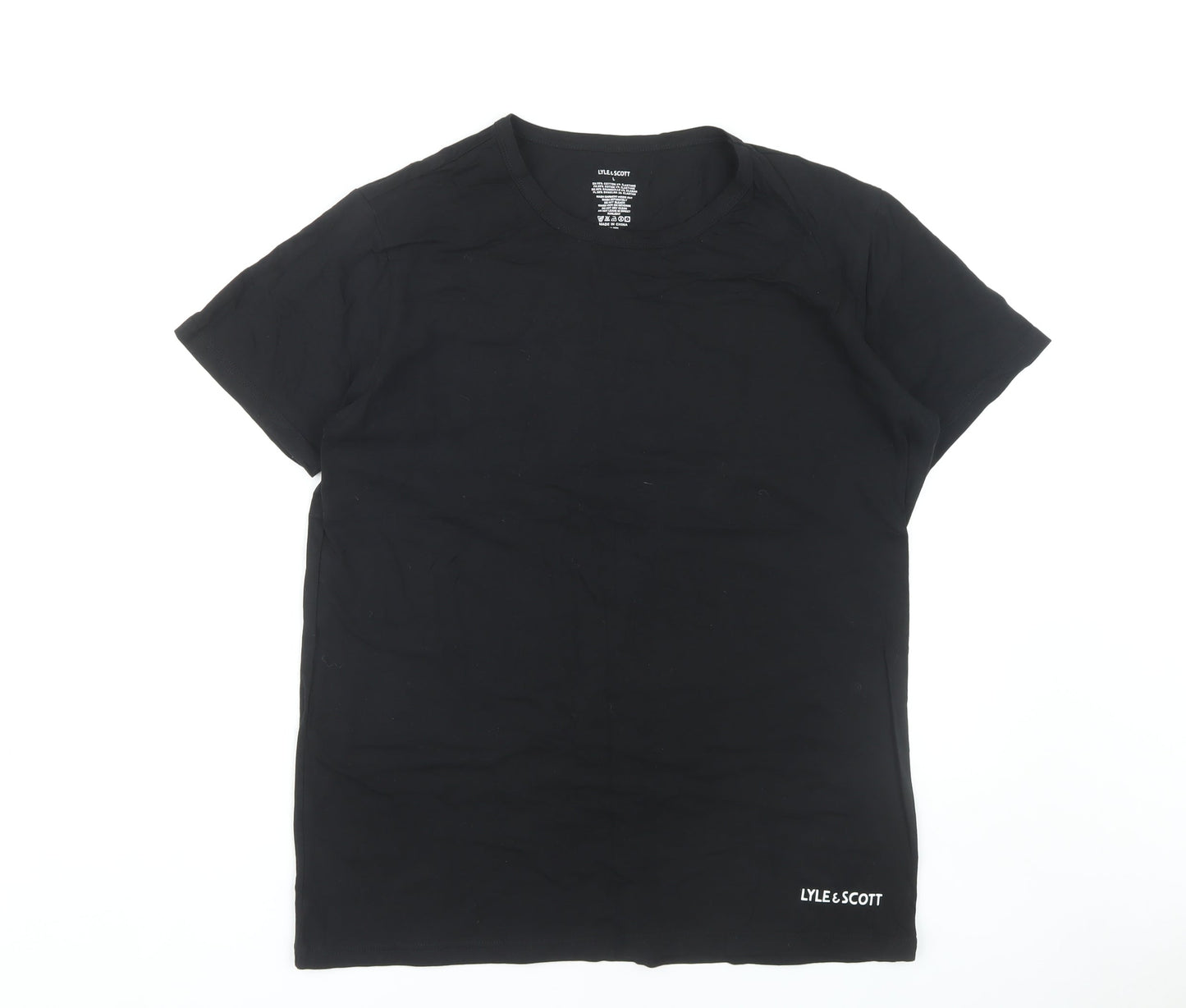 Lyle & Scott Men's Black Crew Neck T-Shirt, Size L