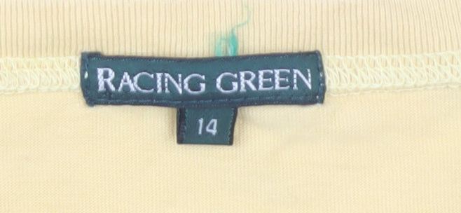 Womens UK Size 14 Racing Green Beige Basic T-Shirt