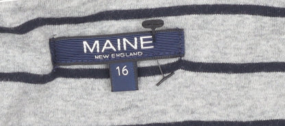 Womens UK Size 16 Maine Grey Basic T-Shirt