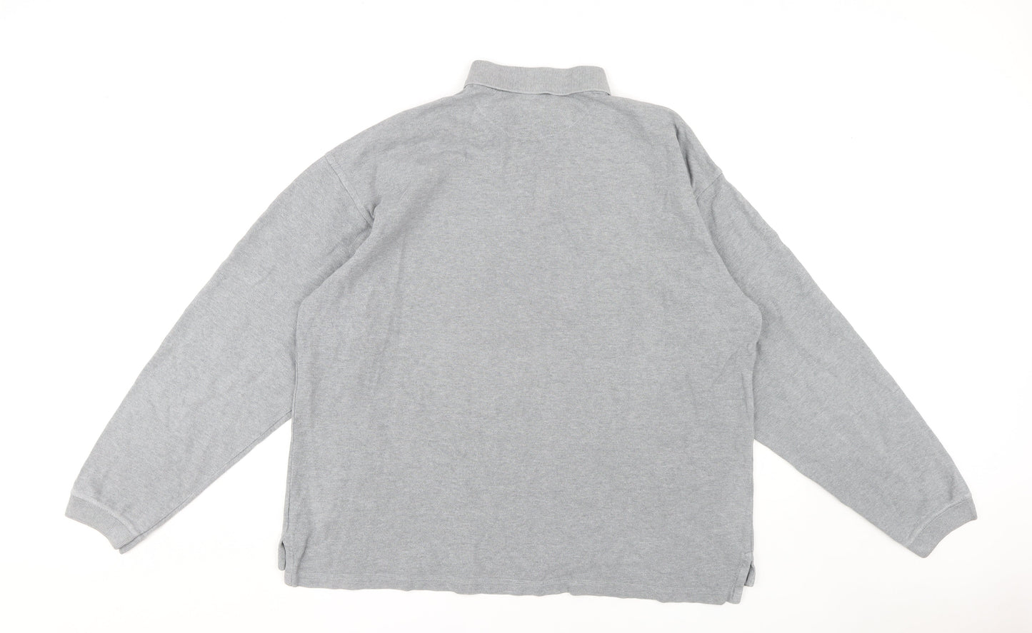 GAP Men's Grey Long Sleeve Polo - Size L, Classic Style