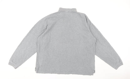 GAP Men's Grey Long Sleeve Polo - Size L, Classic Style