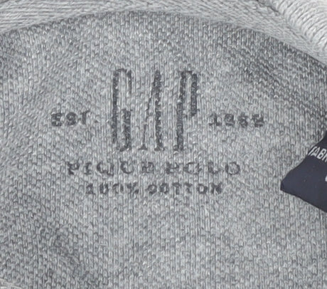 GAP Men's Grey Long Sleeve Polo - Size L, Classic Style