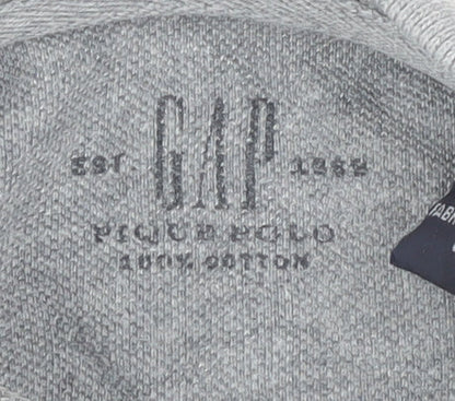 GAP Men's Grey Long Sleeve Polo - Size L, Classic Style