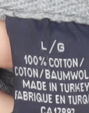 GAP Men's Grey Long Sleeve Polo - Size L, Classic Style