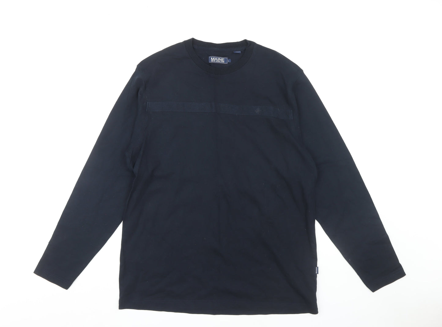 Maine New England Men's Black Long Sleeve Cotton T-Shirt L