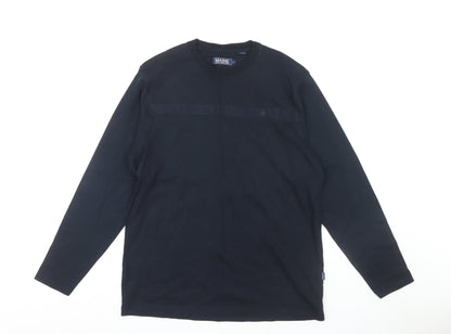 Maine New England Men's Black Long Sleeve Cotton T-Shirt L