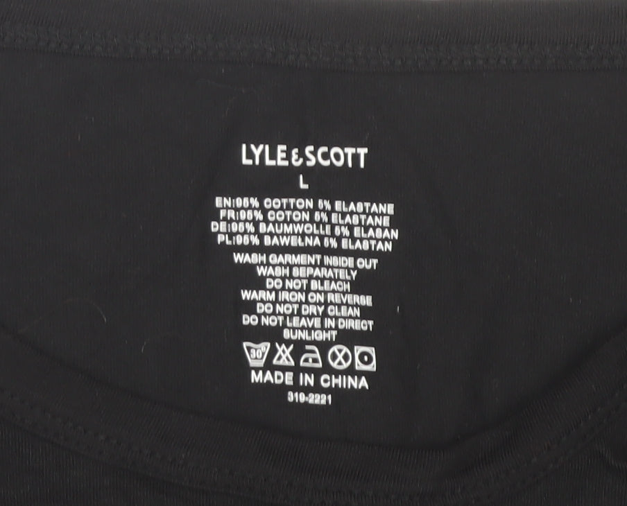Lyle & Scott Men's Black Cotton T-Shirt, Size L