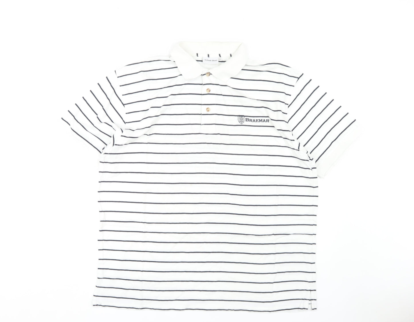 Fred Olsen Men's White 2XL Striped Polo Shirt
