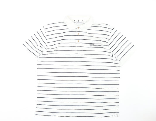 Fred Olsen Men's White 2XL Striped Polo Shirt