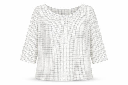 David Jones Women's White Check Blouse L