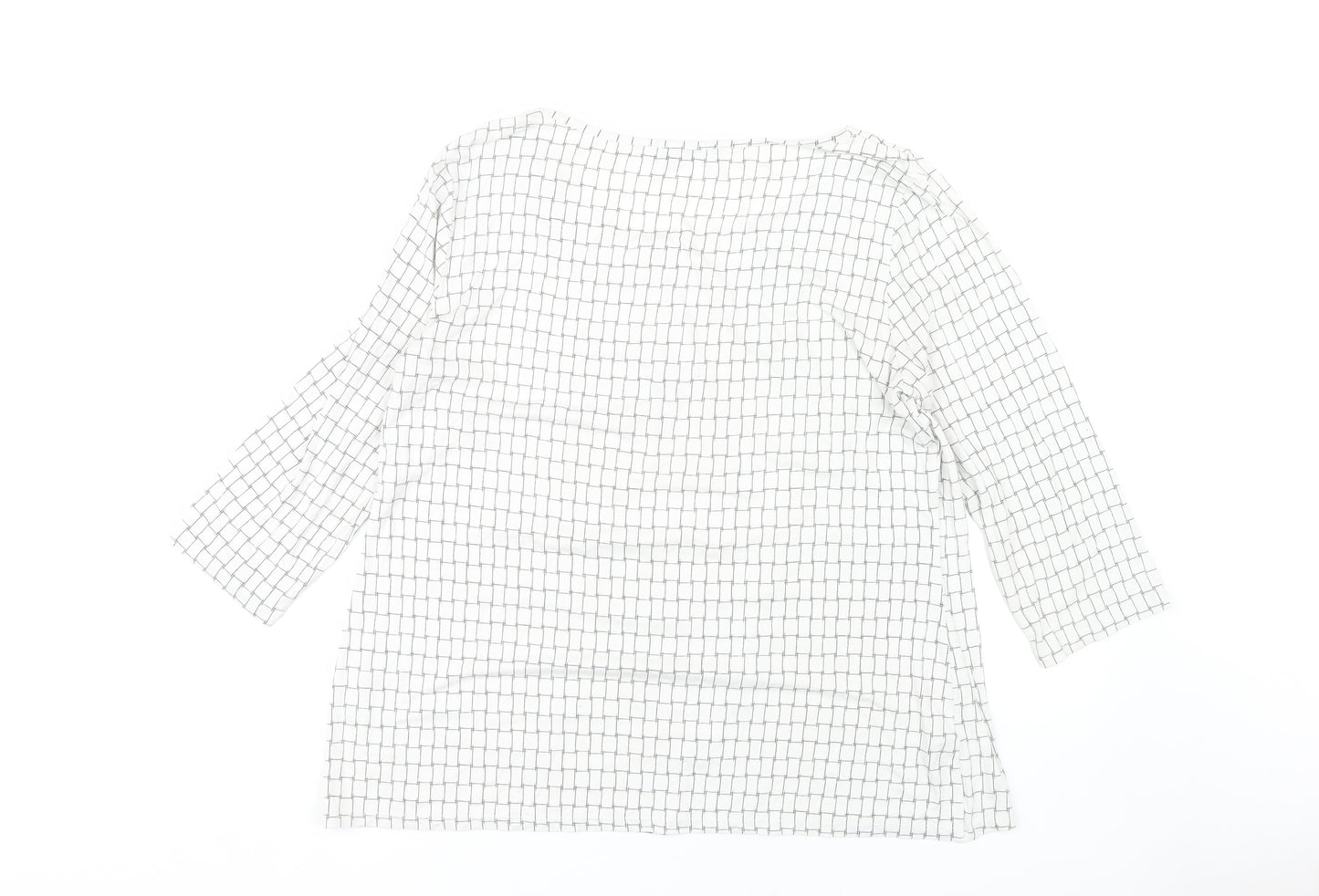 David Jones Women's White Check Blouse L