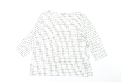 David Jones Women's White Check Blouse L