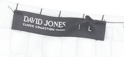 David Jones Women's White Check Blouse L