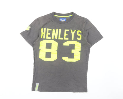 Mens UK Size 2 Henleys Grey  T-Shirt