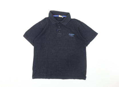 Cotton Traders Men's Black Polo Shirt S Solid