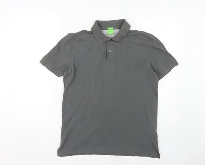 Hugo Boss Men's Grey Polo Shirt L Cotton Modern Fit
