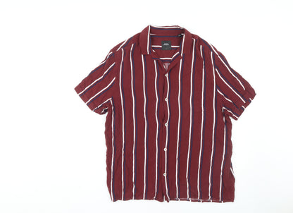 Burton Menswear Men's Red Striped Shirt, Size L