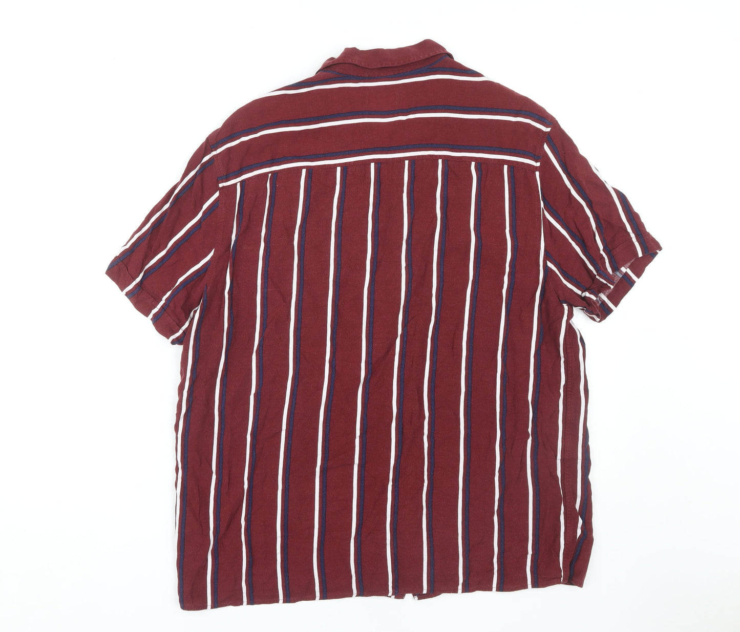 Burton Menswear Men's Red Striped Shirt, Size L