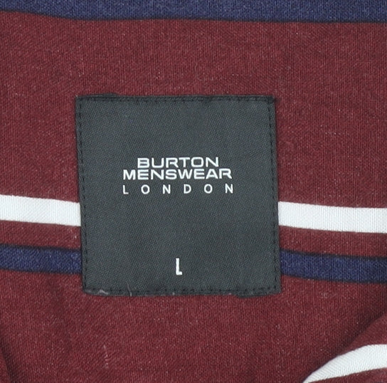 Burton Menswear Men's Red Striped Shirt, Size L