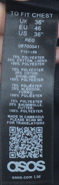 ASOS Men's Black Blazer, UK 36, Regular Fit, Formal